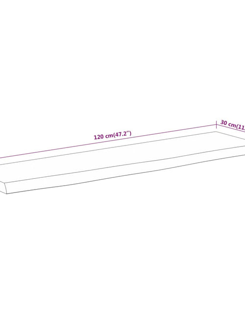 Încărcați imaginea în vizualizatorul Galerie, Raft perete 120x30x2,5cm dreptunghiular lemn acacia margine vie

