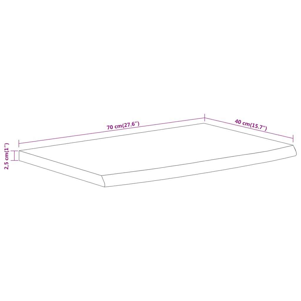 Raft perete 70x40x2,5 cm dreptunghiular lemn acacia margine vie