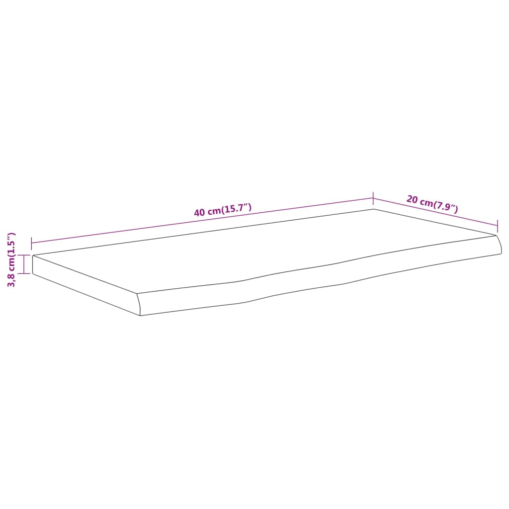 Raft perete 40x20x3,8 cm dreptunghiular lemn acacia margine vie