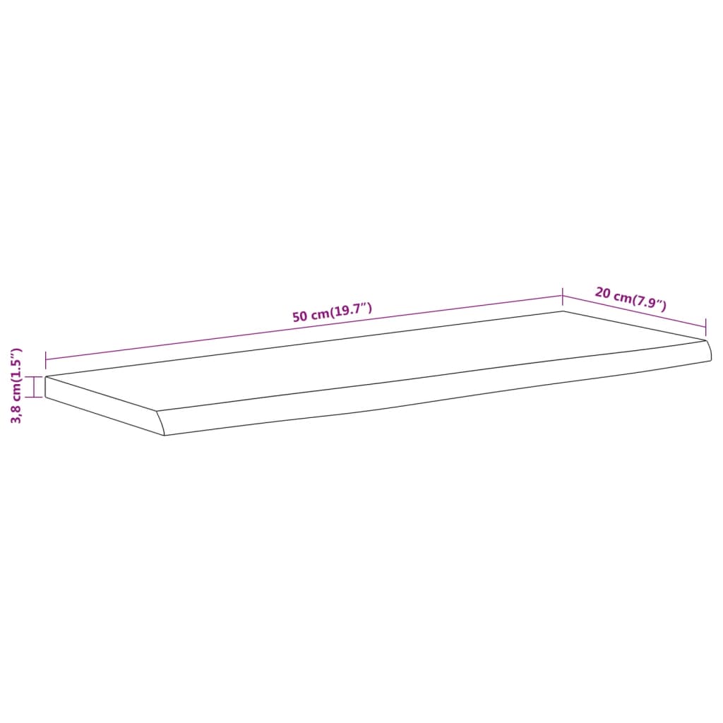 Raft perete 50x20x3,8 cm dreptunghiular lemn acacia margine vie