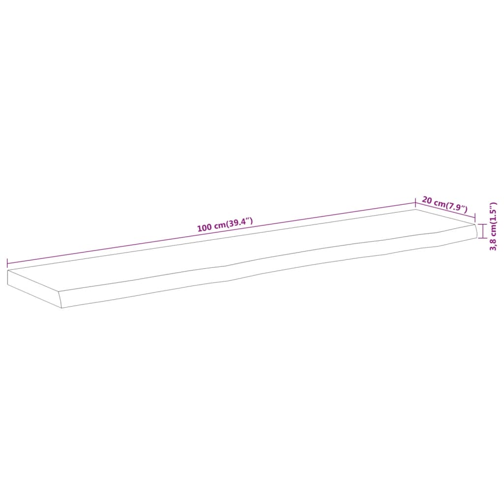 Raft perete 100x20x3,8cm dreptunghiular lemn acacia margine vie