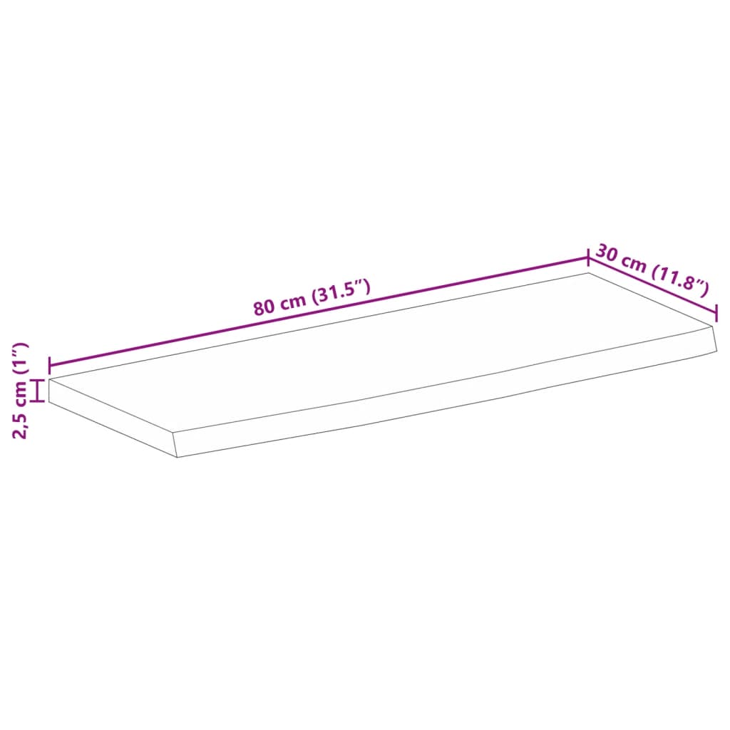 Blat de masă margine naturală, 80x30x2,5 cm, lemn masiv mango