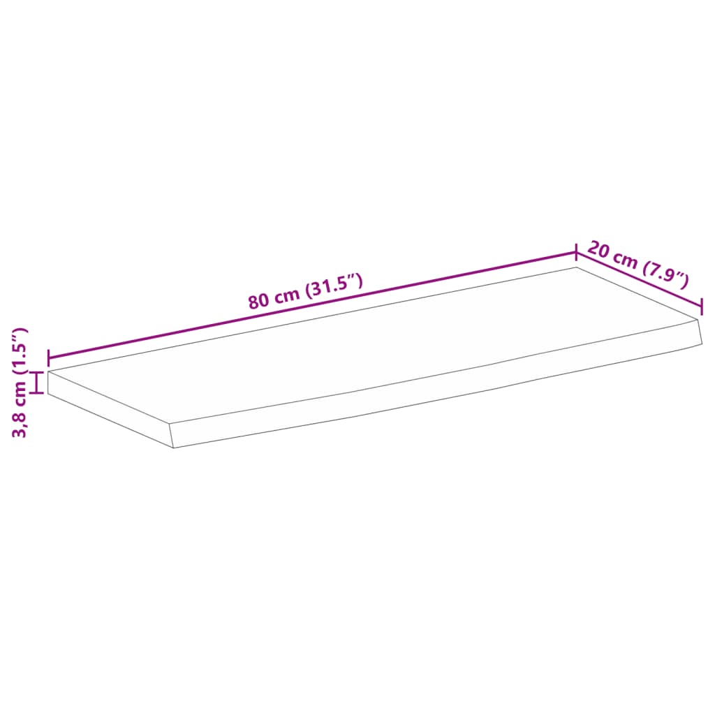 Blat de masă contur organic 80x20x3,8 cm lemn masiv de mango