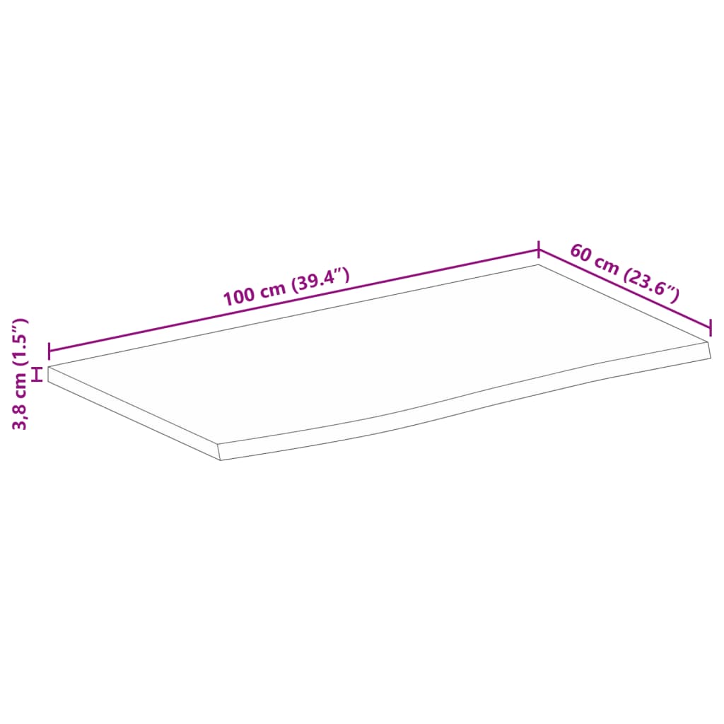 Blat de masă contur organic 100x60x3,8 cm lemn masiv de mango