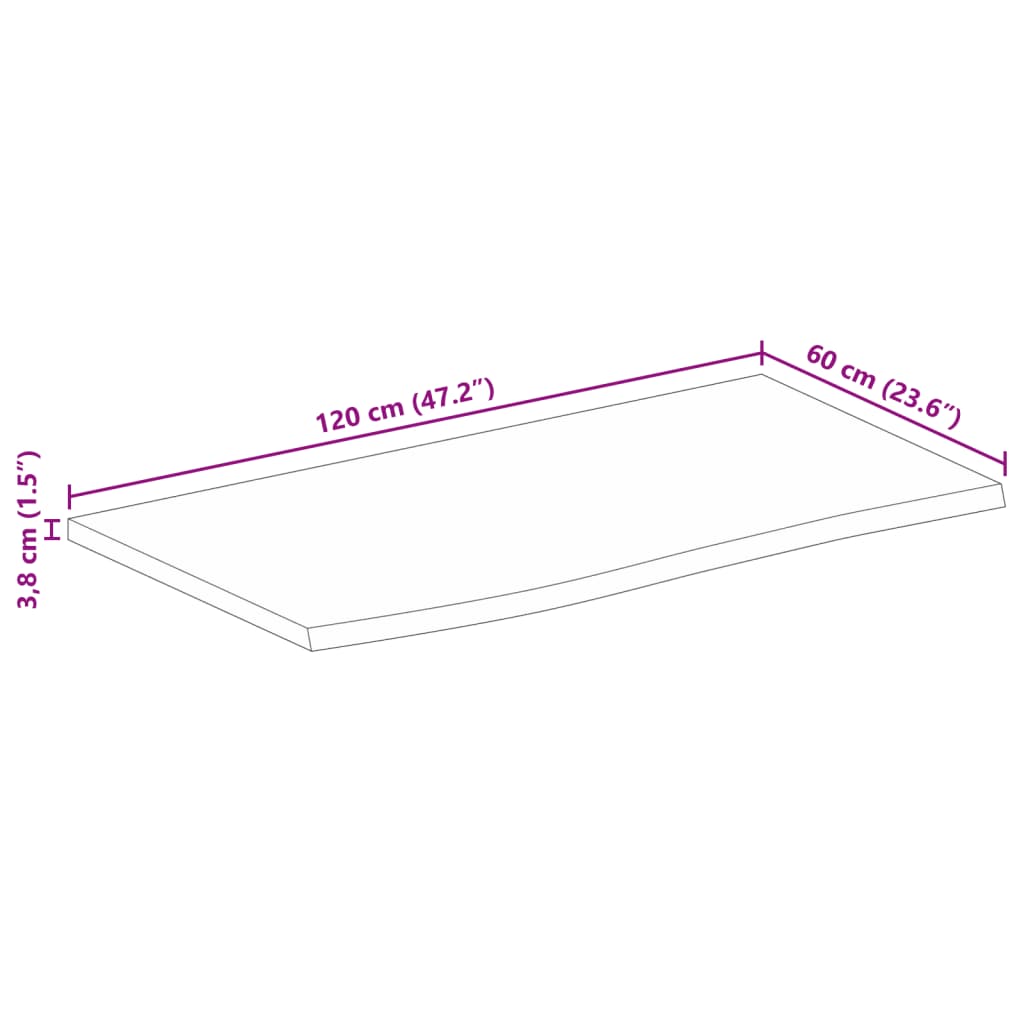 Blat de masă contur organic 120x60x3,8 cm lemn masiv de mango