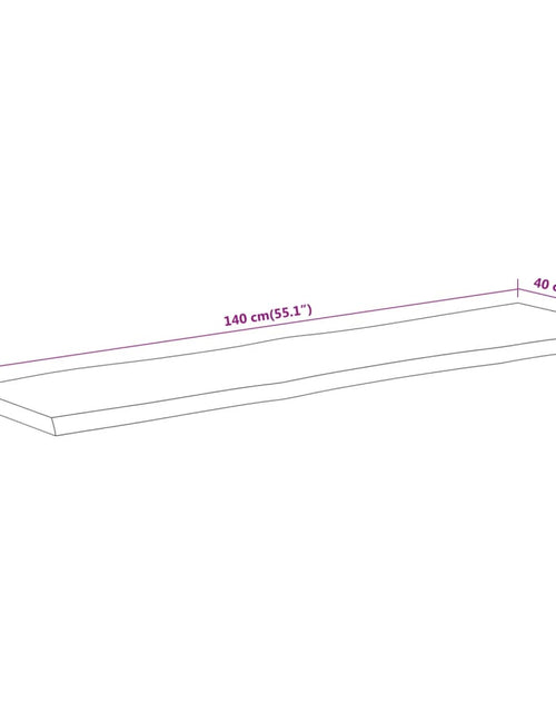 Încărcați imaginea în vizualizatorul Galerie, Blat masă 140x40x2,5 cm dreptunghiular lemn acacia margine vie
