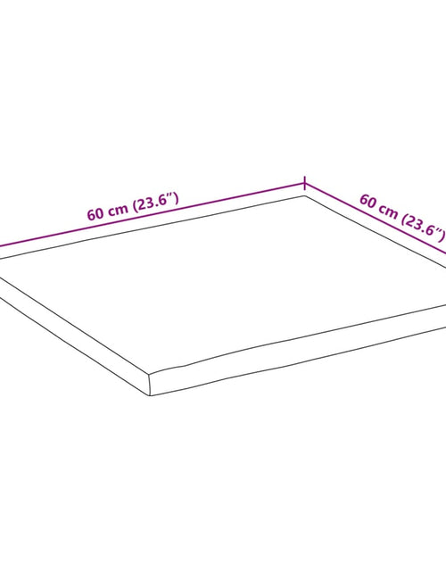 Încărcați imaginea în vizualizatorul Galerie, Blat de masă pătrată 60x60x3,8 cm lemn masiv acacia margine vie
