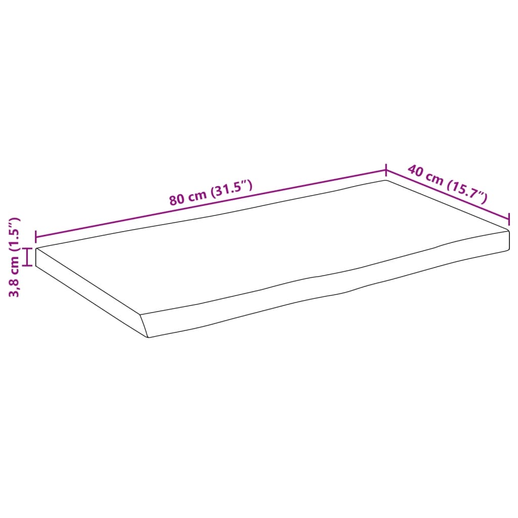 Blat de masă contur organic 80x40x3,8 cm lemn masiv mango brut