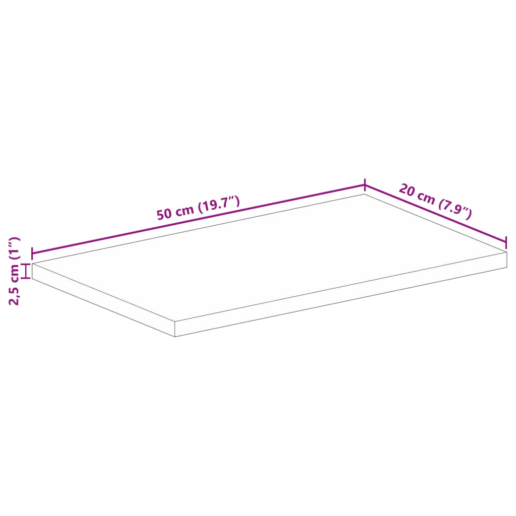 Blat de masă 50x20x2,5 cm dreptunghiular lemn masiv de acacia