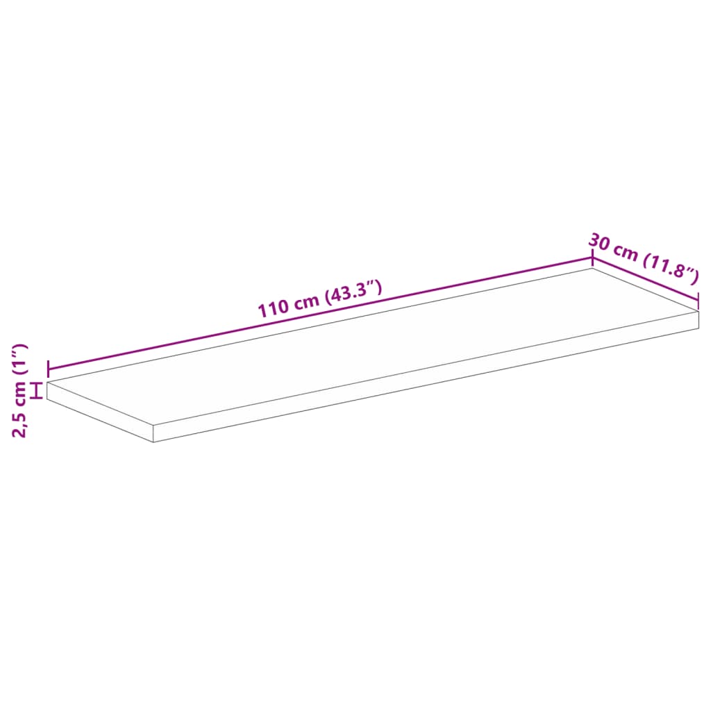 Blat de masă 110x30x2,5 cm dreptunghiular lemn masiv de acacia