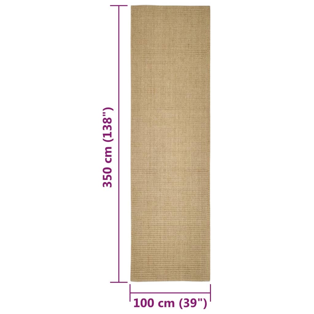 Covor din sisal pentru stâlp de zgâriat, 100x350 cm