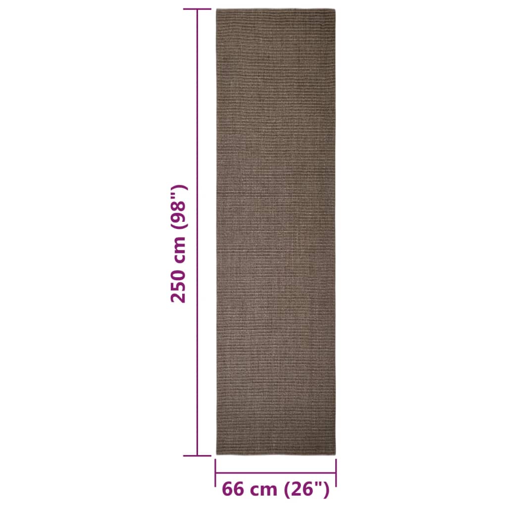 Covor din sisal pentru ansamblu de zgâriat, maro, 66x250 cm