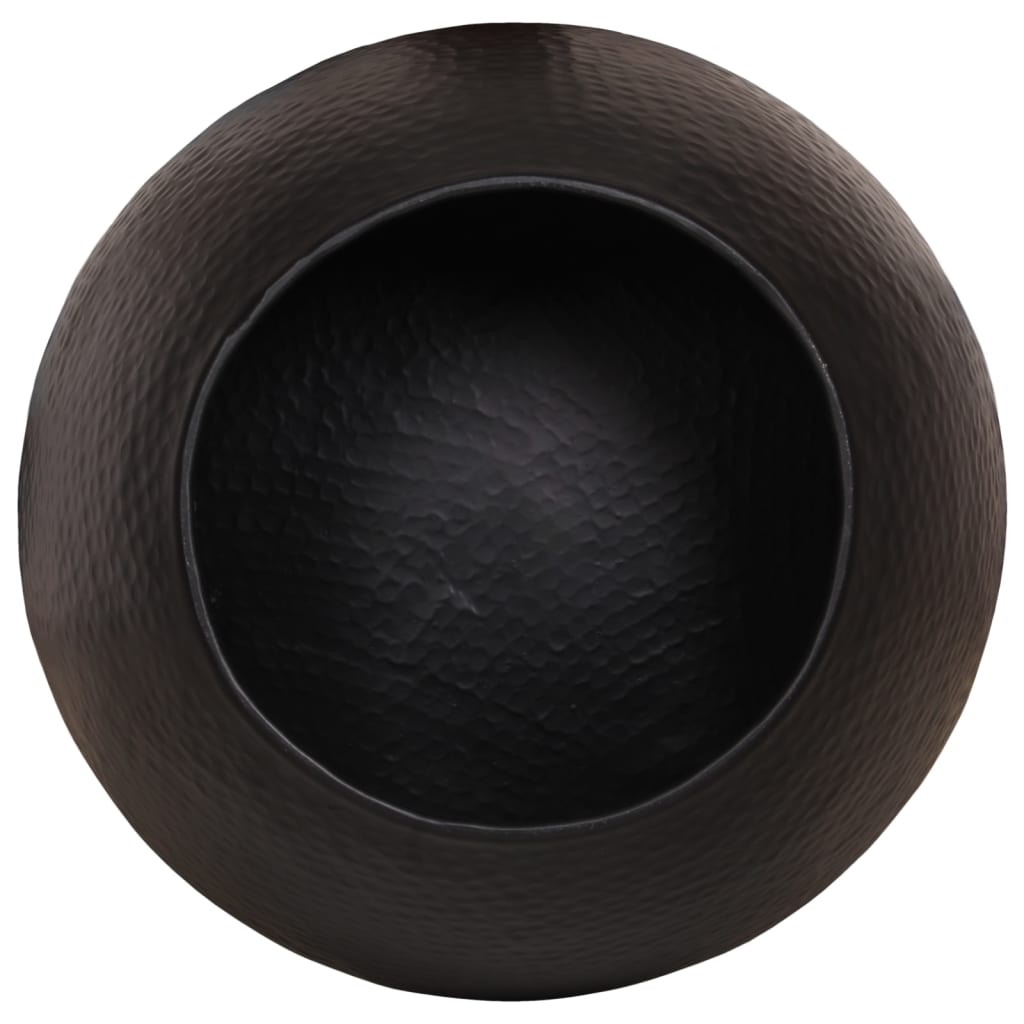 Măsuță de cafea, negru, Ø 50x30 cm, aluminiu bătut la ciocan