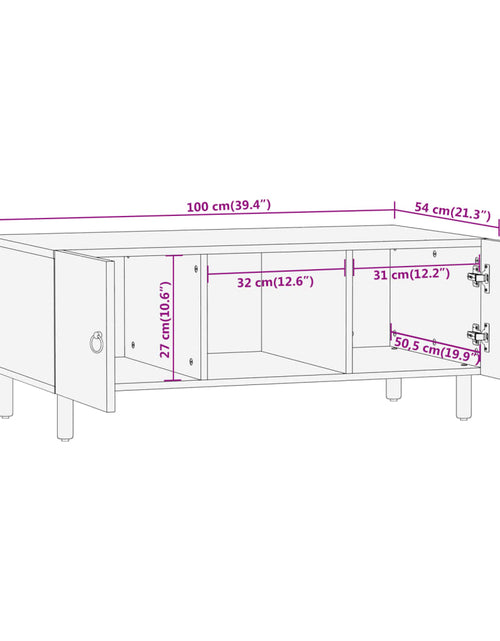 Загрузите изображение в средство просмотра галереи, Măsuță de cafea, 100x54x40 cm, lemn masiv de mango
