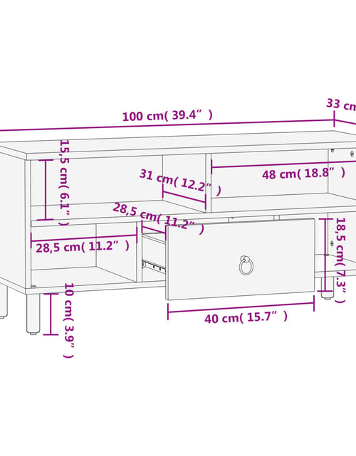 Загрузите изображение в средство просмотра галереи, Comodă TV, 100x33x46 cm, lemn masiv de mango
