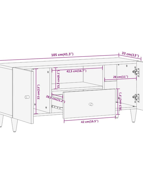 Încărcați imaginea în vizualizatorul Galerie, Comodă TV, 105x33x46 cm, lemn masiv de mango
