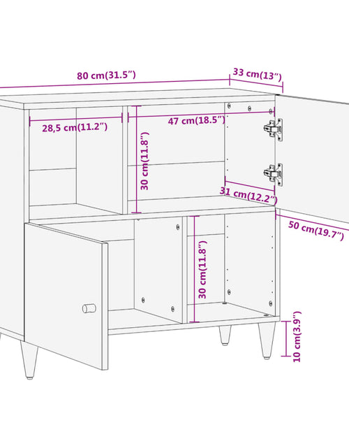 Загрузите изображение в средство просмотра галереи, Dulap lateral, 80x33x75 cm, lemn masiv de mango
