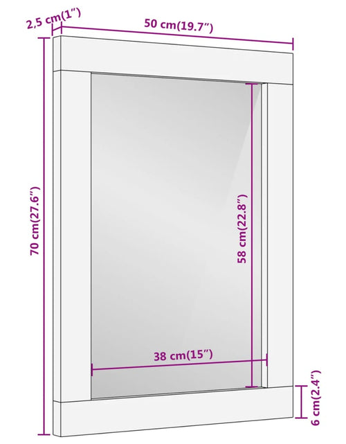 Загрузите изображение в средство просмотра галереи, Oglindă de baie, 50x70x2,5 cm, lemn masiv de mango și sticlă
