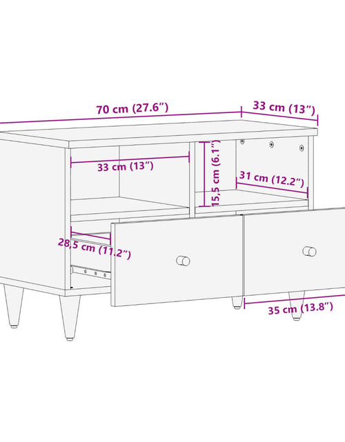 Загрузите изображение в средство просмотра галереи, Comodă TV, 70x33x46 cm, lemn masiv de mango
