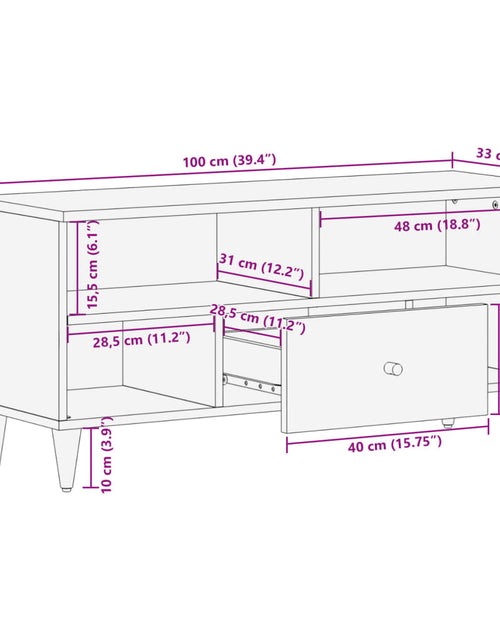 Încărcați imaginea în vizualizatorul Galerie, Comodă TV, 100x33x46 cm, lemn masiv de mango

