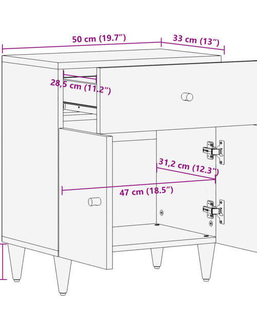Încărcați imaginea în vizualizatorul Galerie, Noptieră, 50x33x60 cm, lemn masiv de mango

