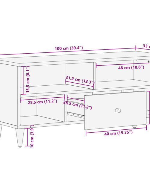 Încărcați imaginea în vizualizatorul Galerie, Comodă TV, 100x33x46 cm, lemn masiv de mango
