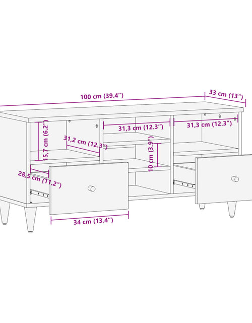 Încărcați imaginea în vizualizatorul Galerie, Comodă TV, 100x33x46 cm, lemn masiv de mango
