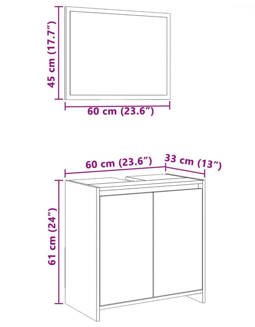 Загрузите изображение в средство просмотра галереи, Set mobilier de baie, 2 piese, stejar fumuriu, lemn prelucrat
