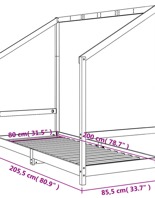 Încărcați imaginea în vizualizatorul Galerie, Cadru de pat pentru copii, 80x200 cm, lemn masiv de pin
