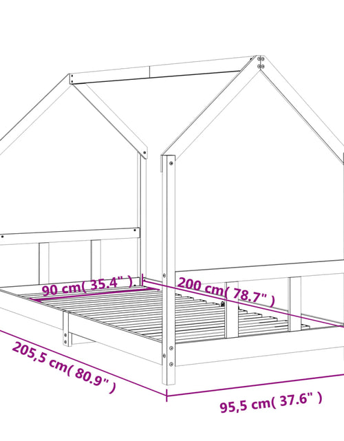 Încărcați imaginea în vizualizatorul Galerie, Cadru pat pentru copii, 90x200 cm, lemn masiv de pin
