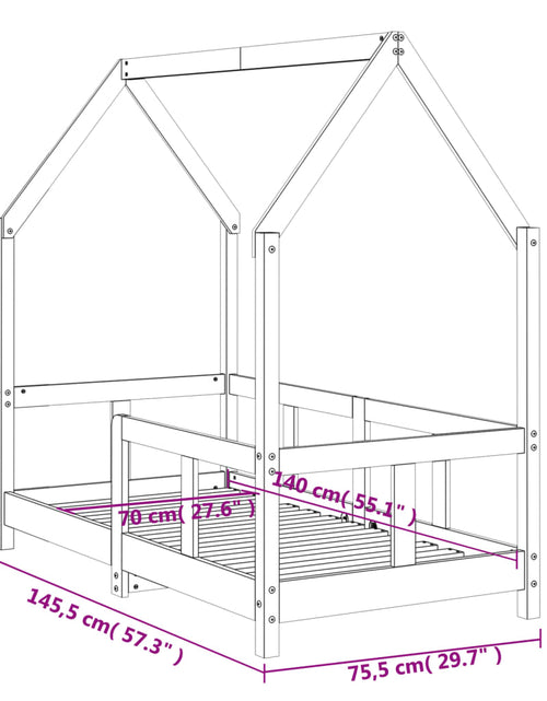 Încărcați imaginea în vizualizatorul Galerie, Cadru de pat pentru copii, 70x140 cm, lemn masiv de pin
