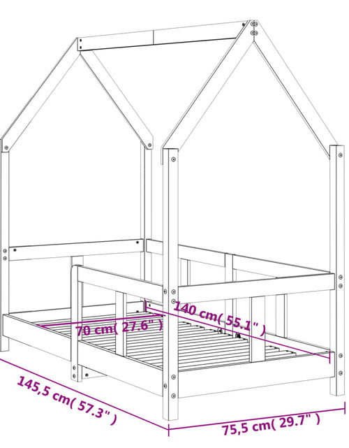 Încărcați imaginea în vizualizatorul Galerie, Cadru de pat pentru copii, alb, 70x140 cm, lemn masiv de pin
