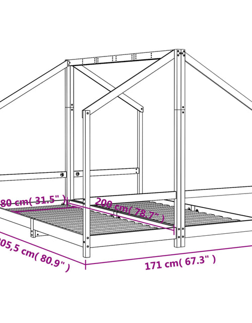 Încărcați imaginea în vizualizatorul Galerie, Cadru de pat pentru copii negru 2x(80x200) cm lemn masiv de pin
