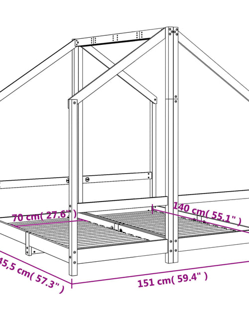 Încărcați imaginea în vizualizatorul Galerie, Cadru de pat pentru copii, negru, 2x(70x140) cm, lemn masiv pin
