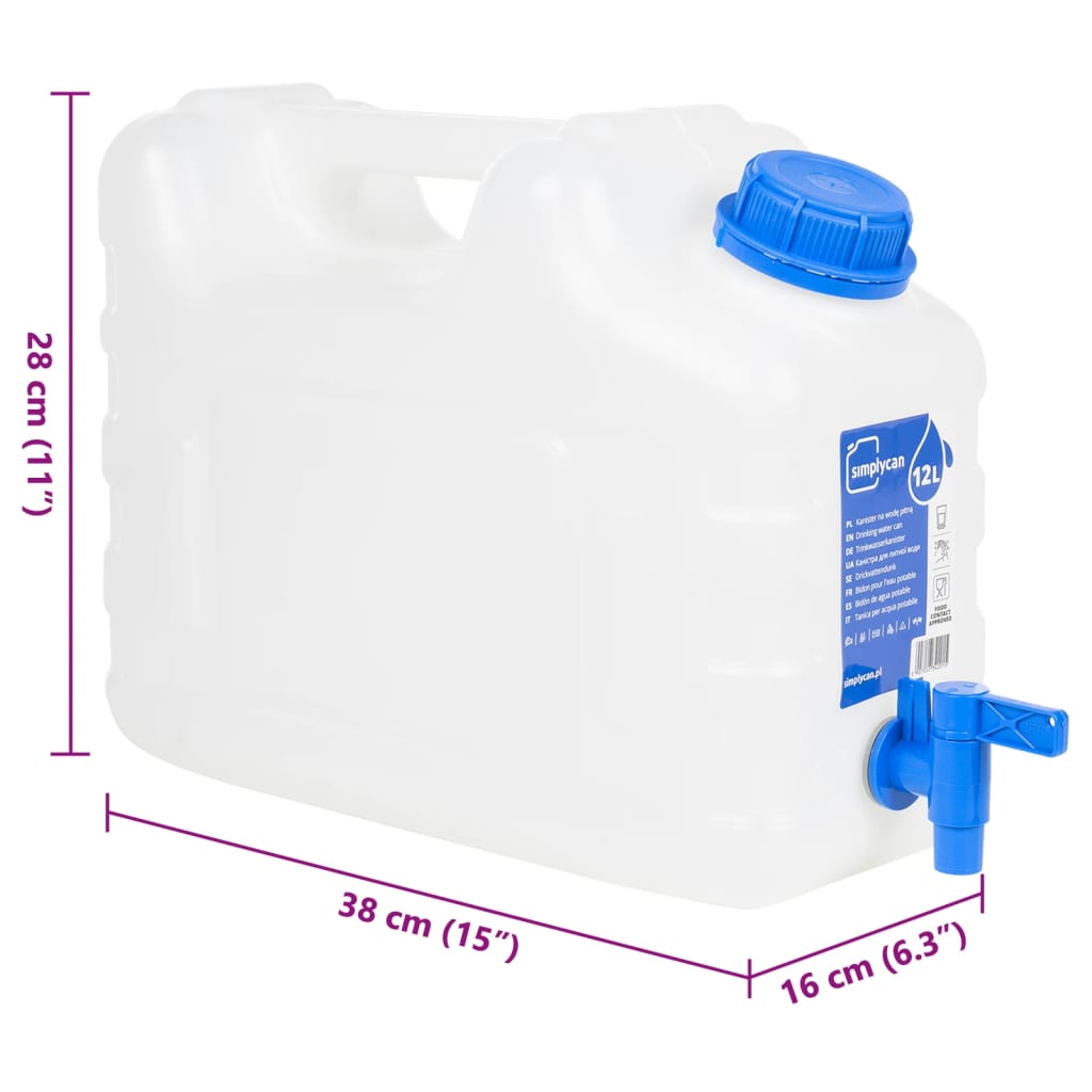 Recipient de apă cu robinet, transparent, 10 L, plastic