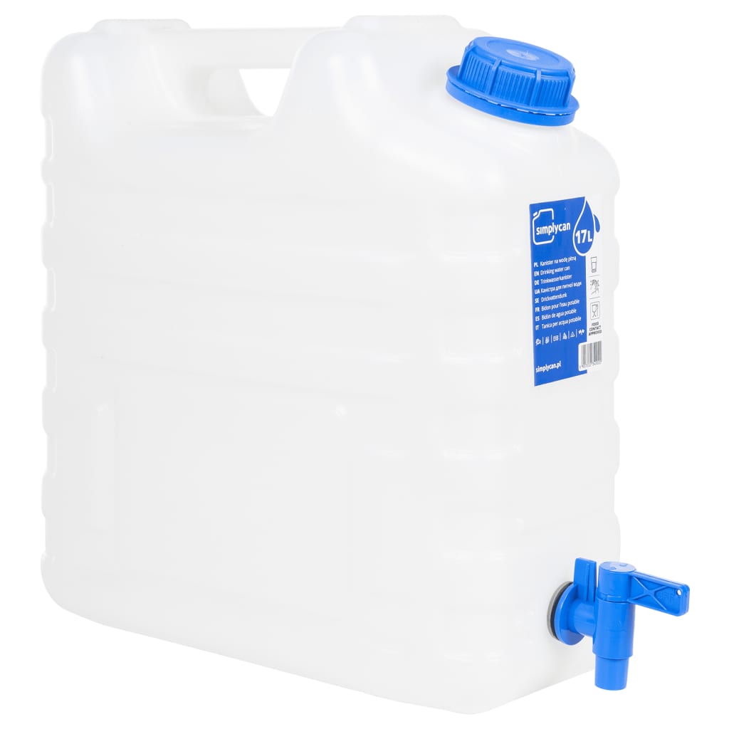 Recipient de apă cu robinet, transparent, 15 L, plastic