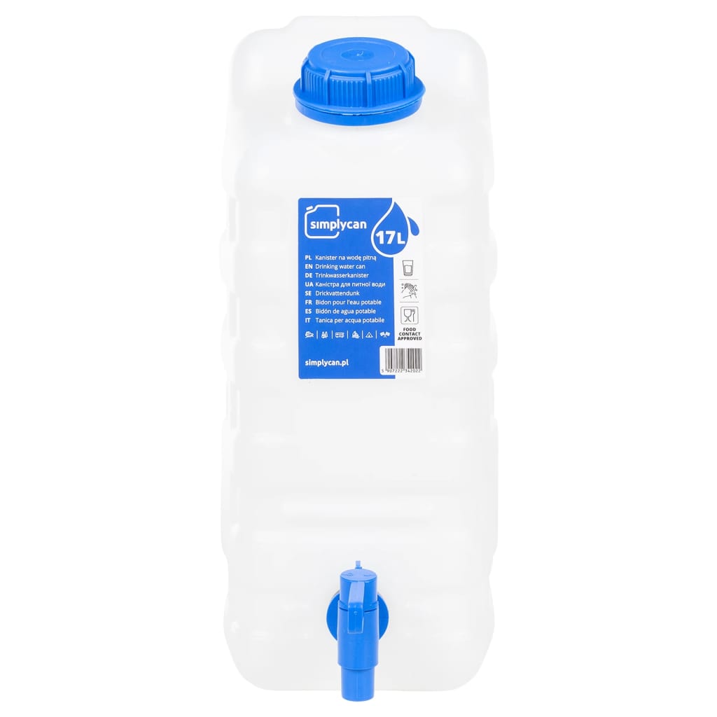 Recipient de apă cu robinet, transparent, 15 L, plastic