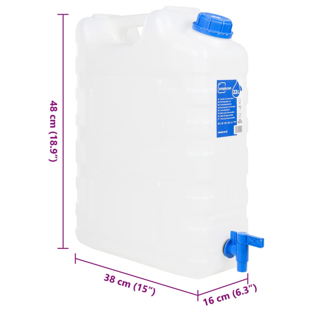 Recipient de apă cu robinet, transparent, 20 L, plastic