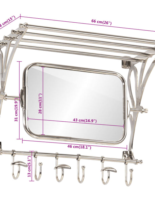 Загрузите изображение в средство просмотра галереи, Suport bagaj cu umerașe/oglindă, montat pe perete, aluminiu
