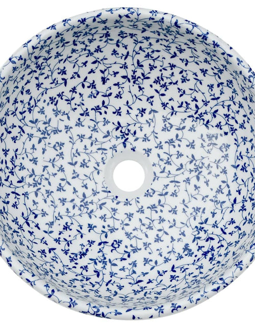 Загрузите изображение в средство просмотра галереи, Lavoar de blat, alb și albastru, rotund, Φ41x14 cm, ceramică
