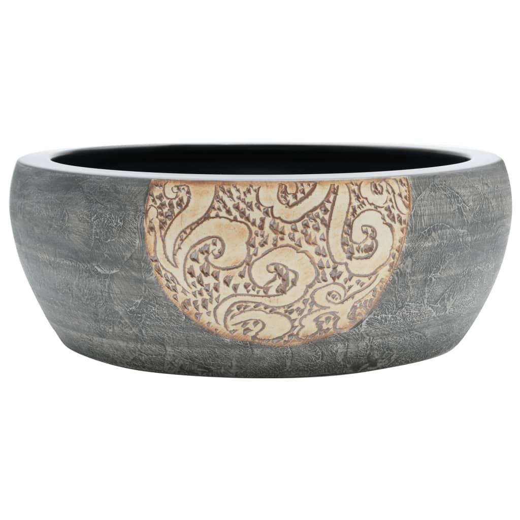 Lavoar de blat, negru și maro, rotund, Φ41x14 cm, ceramică