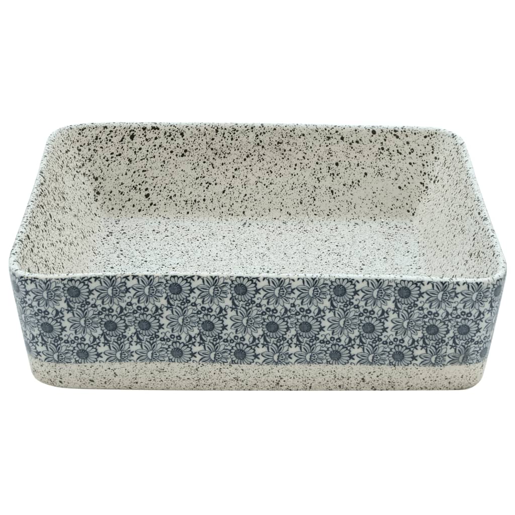 Lavoar de blat gri/albastru 46x35,5x13 cm, ceramică, dreptunghi