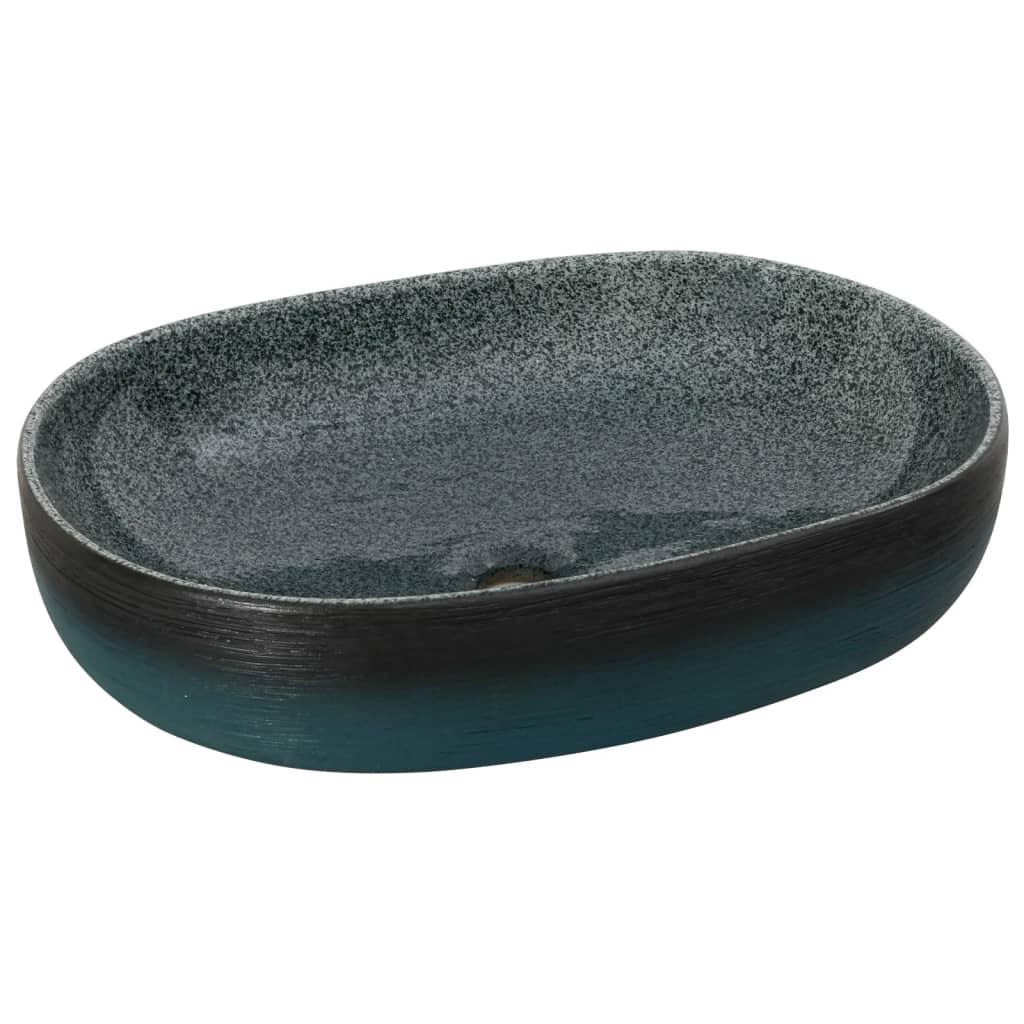 Lavoar de blat, turcoaz, 59x40x14 cm, ceramică, oval