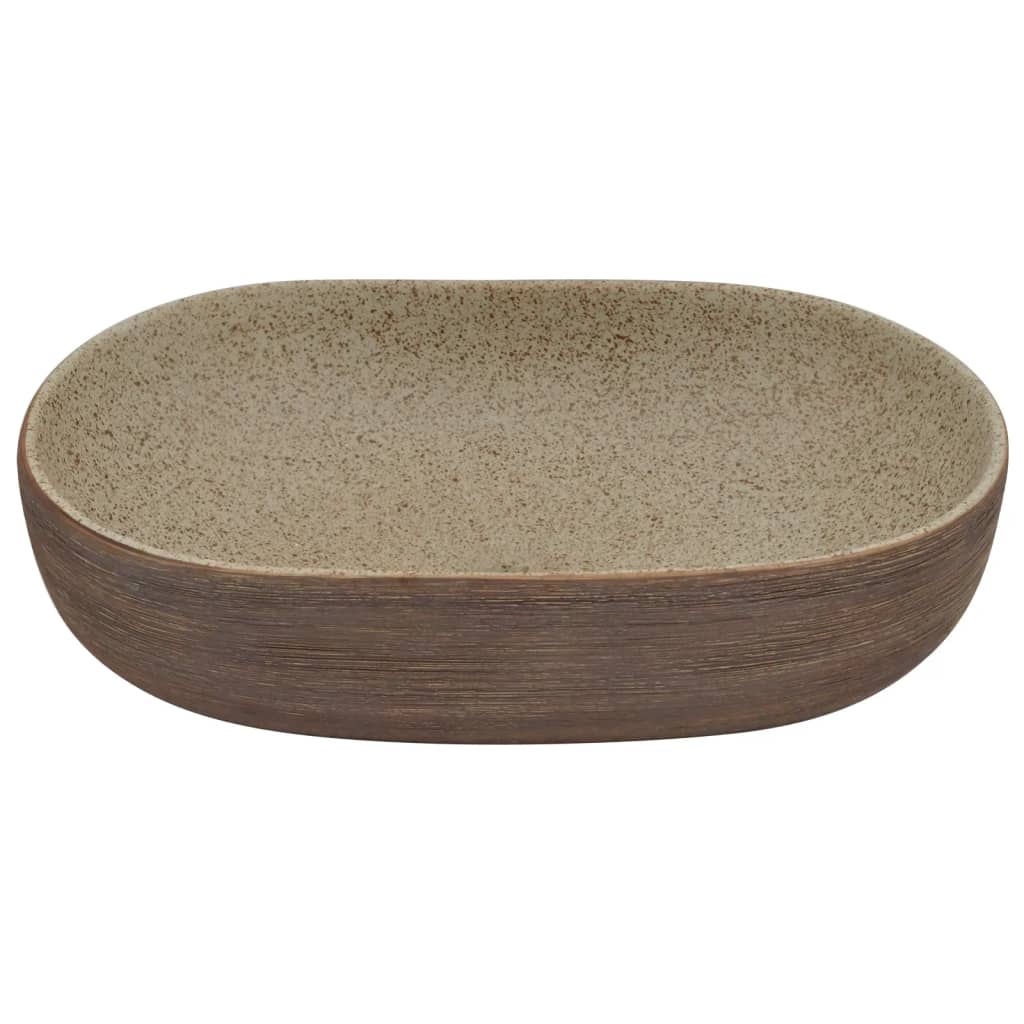 Lavoar de blat, nisipiu și maro 59x40x14 cm, ceramică, oval