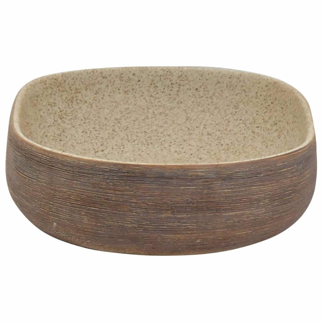 Lavoar de blat, nisipiu și maro 59x40x14 cm, ceramică, oval