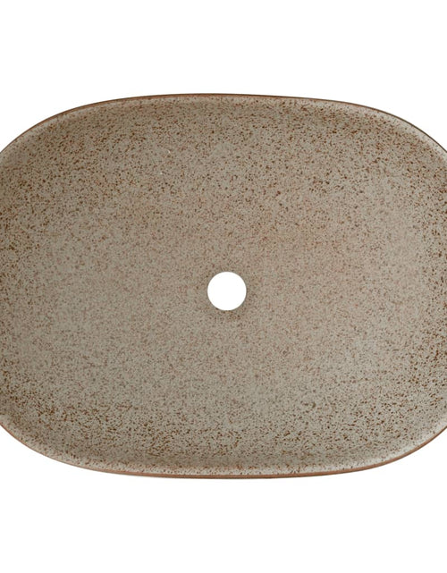Încărcați imaginea în vizualizatorul Galerie, Lavoar de blat, nisipiu și maro 59x40x14 cm, ceramică, oval
