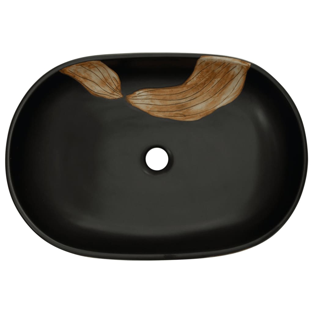Lavoar de blat, negru, 59x40x14 cm, ceramică, oval