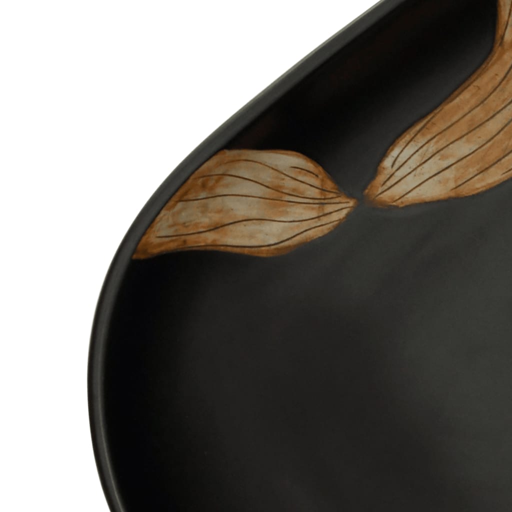 Lavoar de blat, negru, 59x40x14 cm, ceramică, oval