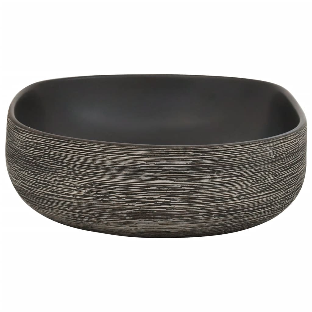 Lavoar de blat, gri și negru, 59x40x14 cm, ceramică, oval