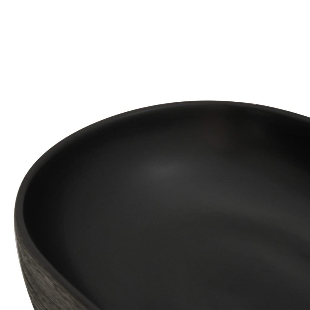 Lavoar de blat, gri și negru, 59x40x14 cm, ceramică, oval